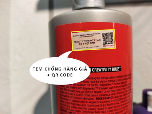 TIGI đỏ chính hãng: Tem chống hàng giả + QR Code