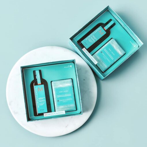 Set tinh dầu + xà bông Moroccanoil