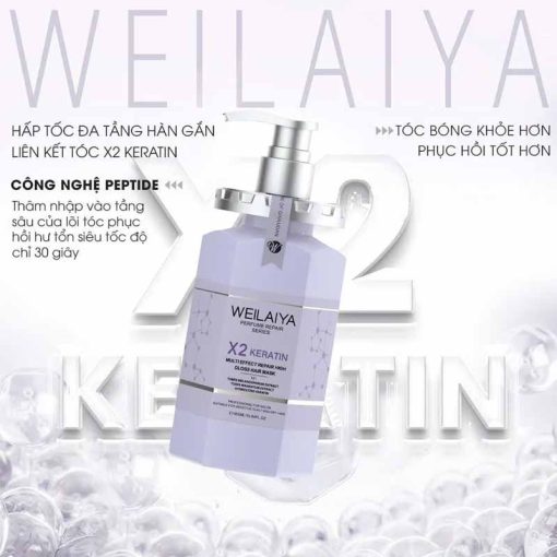 Công nghệ Hấp đa tầng phục hồi liên kết tóc Weilaiya X2 Keratin 450ml