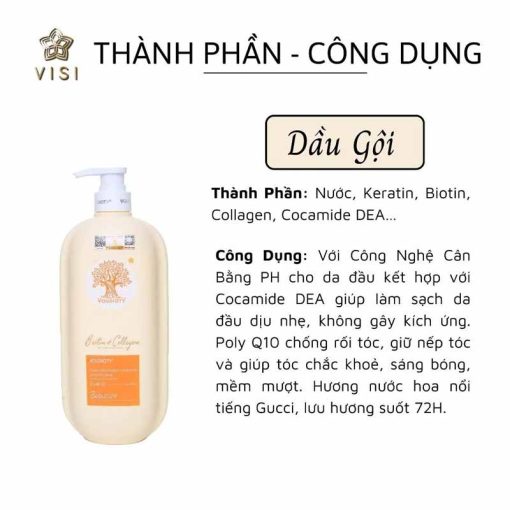 Dầu gội Biotin Collagen Voudioty màu vàng siêu mượt 1000ml