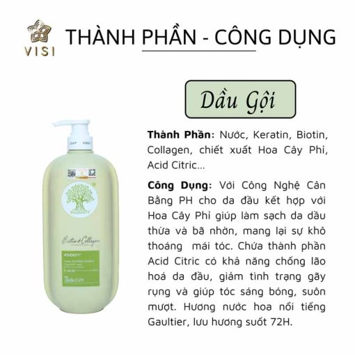 Dầu gội Biotin Collagen Voudioty xanh lá kiềm dầu 1000ml