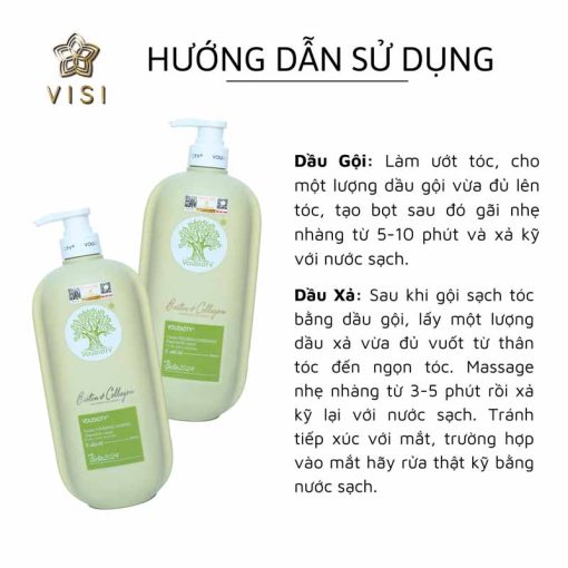 Hướng dẫn sử dụng dầu gội xả Biotin Collagen xanh lá