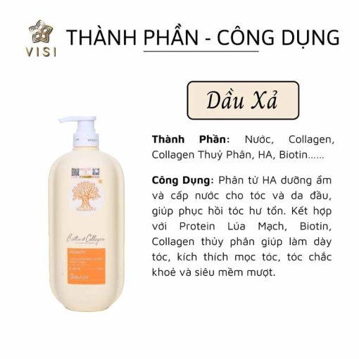 Dầu xả Biotin Collagen Voudioty màu vàng siêu mượt 1000ml