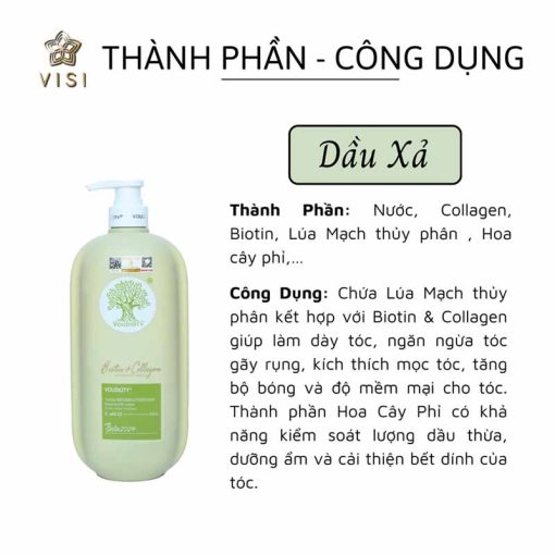 Dầu xả Biotin Collagen Voudioty xanh lá kiềm dầu 1000ml