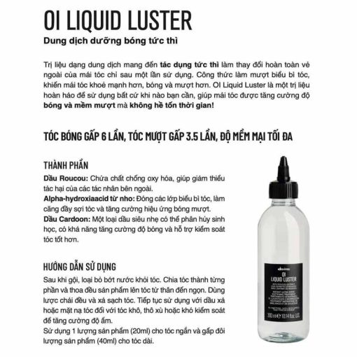 Công dụng Dung dịch tạo bóng tức thì Davines Oi Liquid Luster