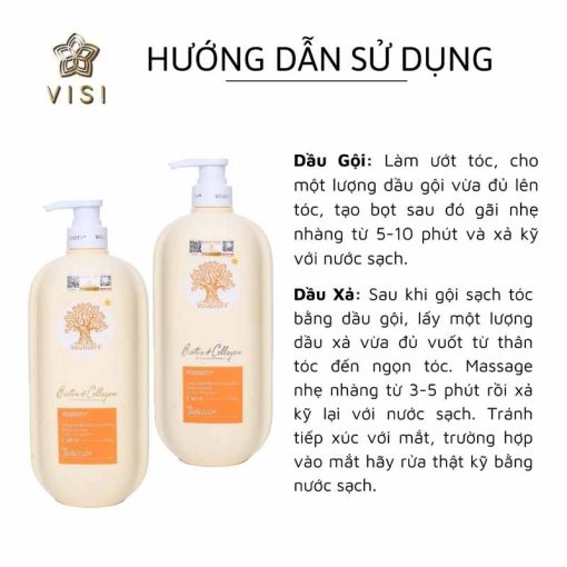 Hướng dẫn sử dụng cặp dầu gội Biotin Collagen Voudioty màu vàng siêu mượt