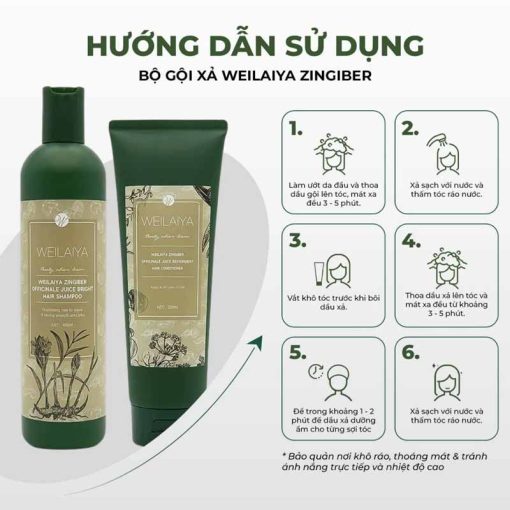 Hướng dẫn sử dụng Dầu gội xả Weilaiya gừng hà thủ ô