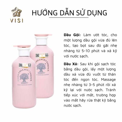 Hướng dẫn sử dụng gội xả Biotin Collagen Essence Pink